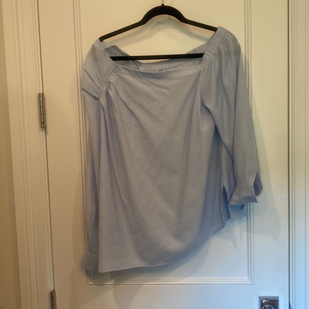Brochu Walker off shoulder French blue blouse